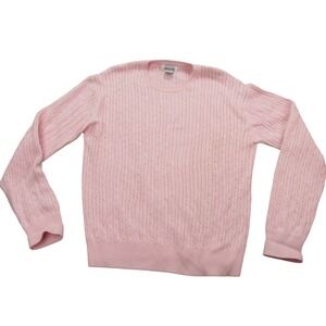 Article‎ Womens Cable Knit Sweater Crew Neck Long Sleeve Pink Cotton L